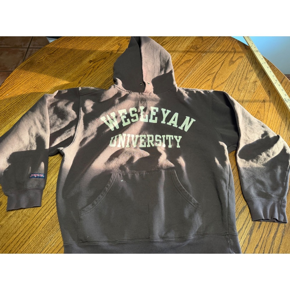 Jansport Wesleyan University Hoodie Brown Collegiate Sweatshirt Mens Medium